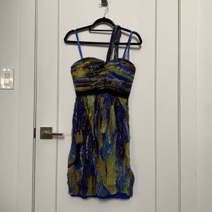 BCBG MAXAZRIA Empire Waist A-Symetrical Mini Dress